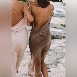 Elegant Brown Sheer Dress